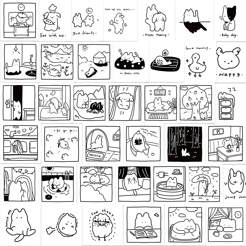 10/30/40PCS Funny Original Drawing Animal Stickers Graffiti Decals DIY Laptop Luggage Phone Notebook Car Sticker Kids Toys Gift