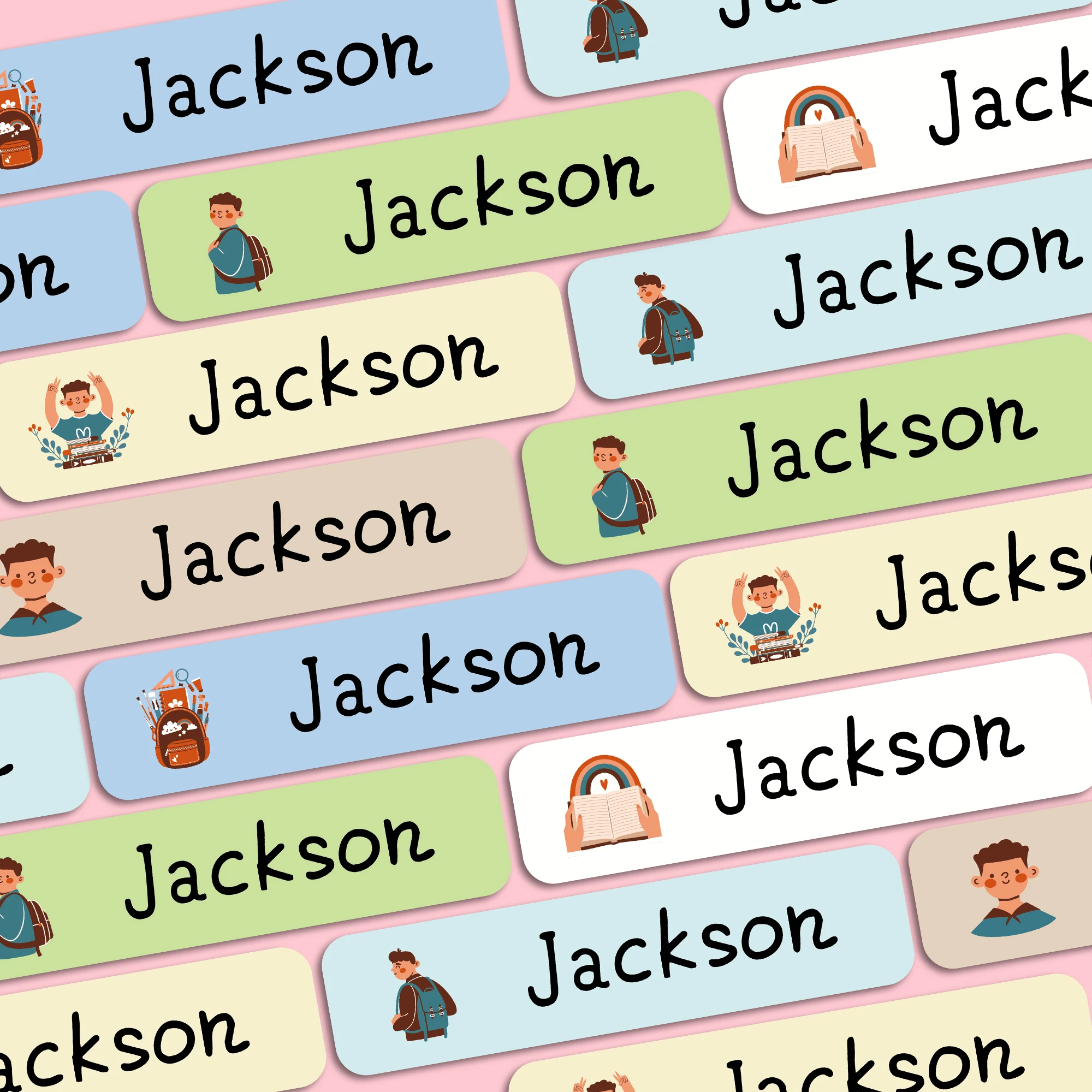 

Custom Name Stickers, Personalized School Supply Labels, Cute Cartoon Icons, Back to School Essentials