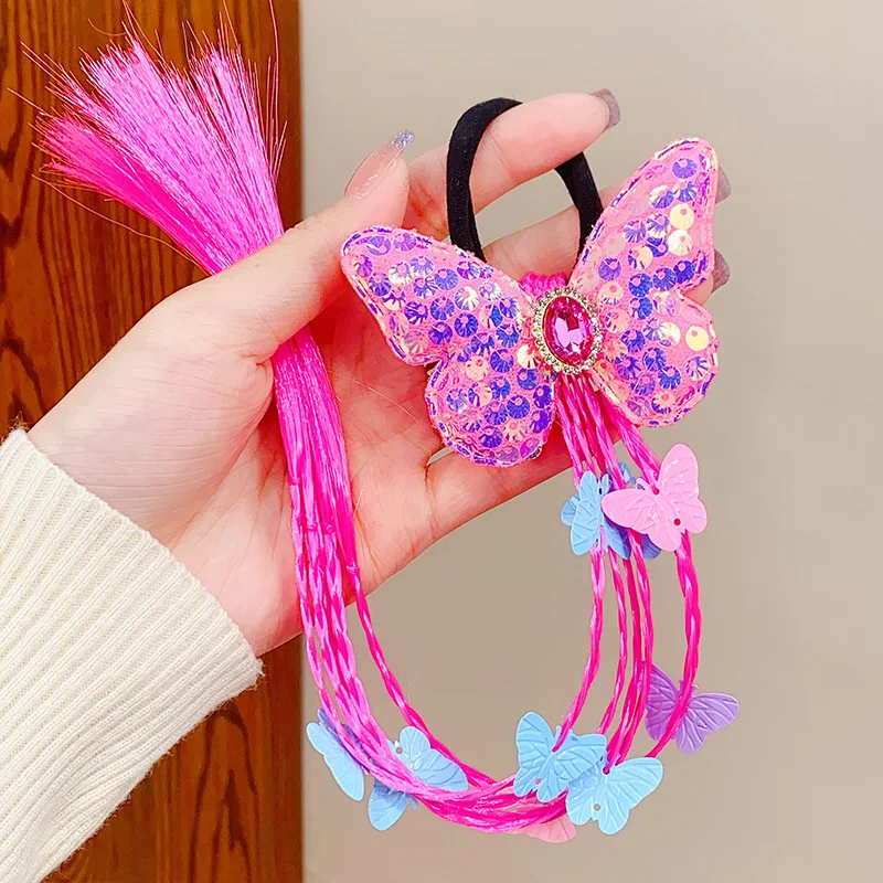 1PC Cute Girls Colored Bow Wigs Ponytail Headbands Rubber Bands Beauty Hair Bands Headwear Kids Hair Accessories Hair Ornament