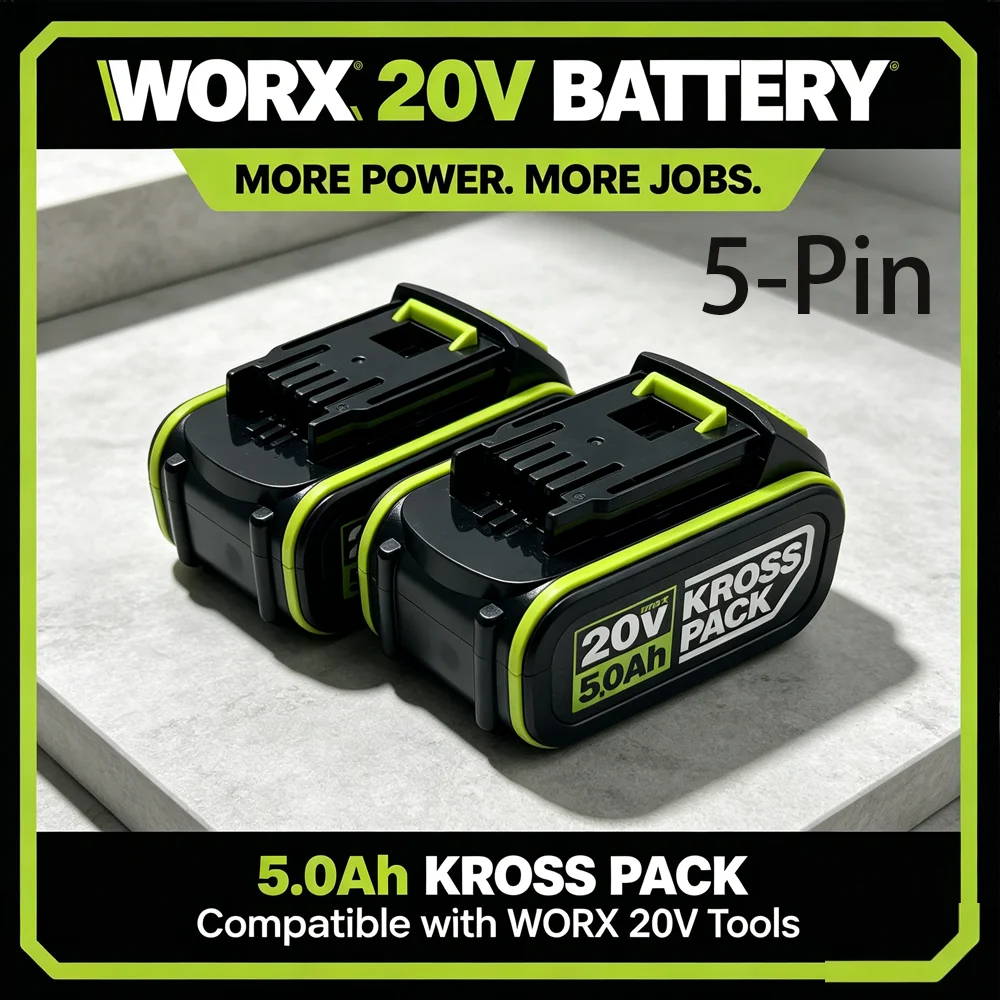 Original WORX 20V 5-Pin Li-ion Battery Pack Compatible WA3551 WA3551.1 WA3553 WA3641 WX373 WA3570 For Worx ROCKWELL Power Tools