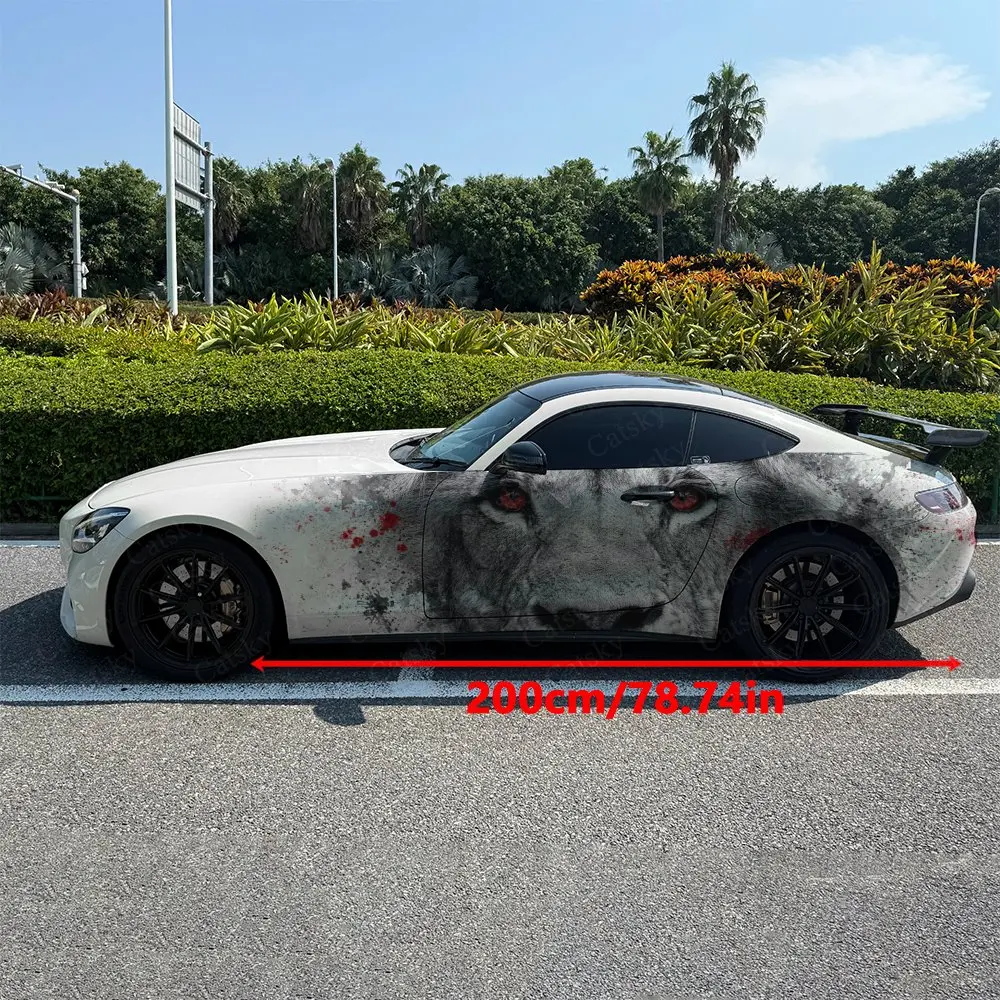 2pcs Wild Lion King Splatter Realm, Durable, Fade-resistant, Enhance Vehicle Aesthetics With Bold Artistic Design Car Vinyl Wrap