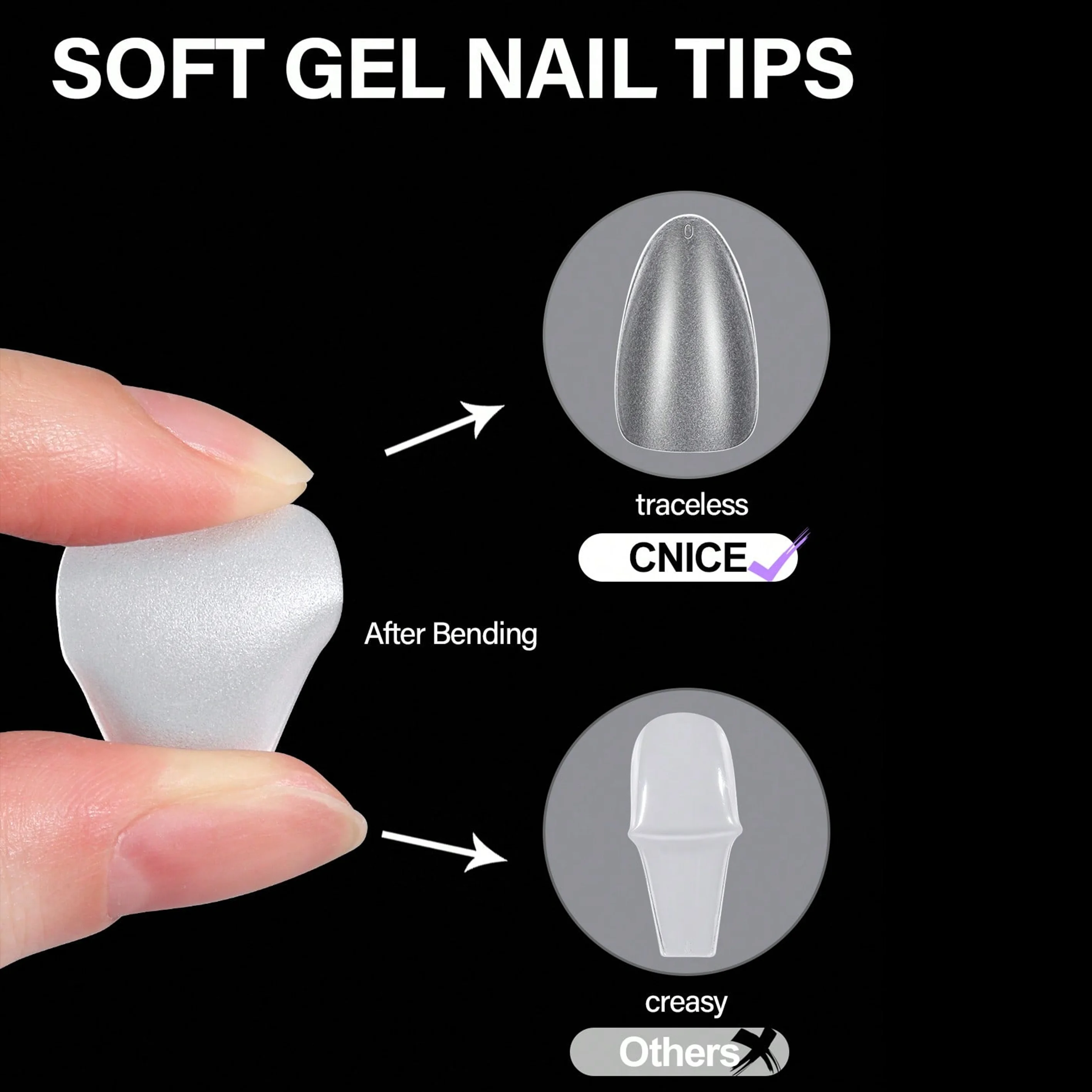 120 verbesserte, matte, weiche Gel-Acryl-Nagelspitzen, nicht filigend, kurzes Oval, kurzes, mittleres Sarg, Mandelform, Acryl-Nagelspitzen,