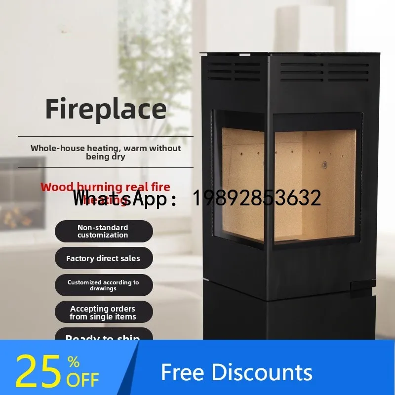 XX  Steel Double-Sided Fireplace Wood Stove for Home Living Room Wood-Burning Heating Stove European Style Villa Homestay Stove