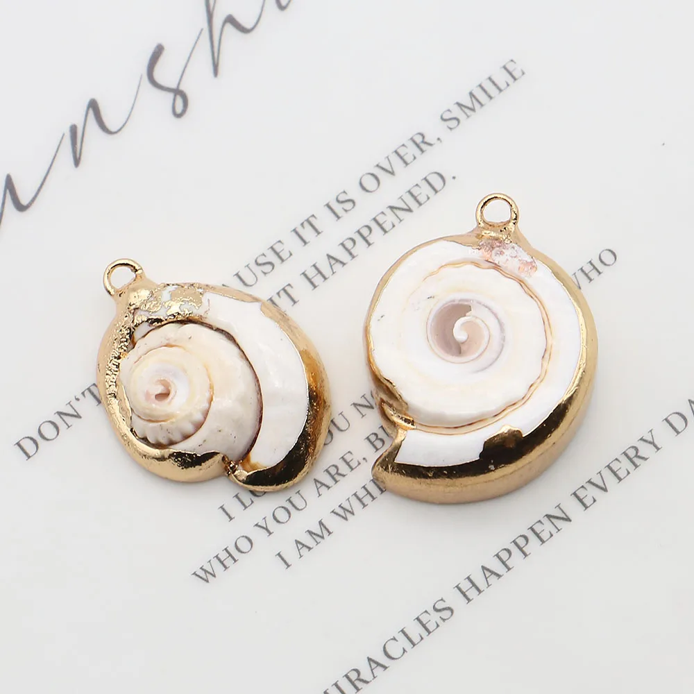 Exquisite Natural Swirl Pattern Shell Single Hole Pendant Fashion Women's Necklace Earrings Handmade Jewelry Accessories 21-31mm