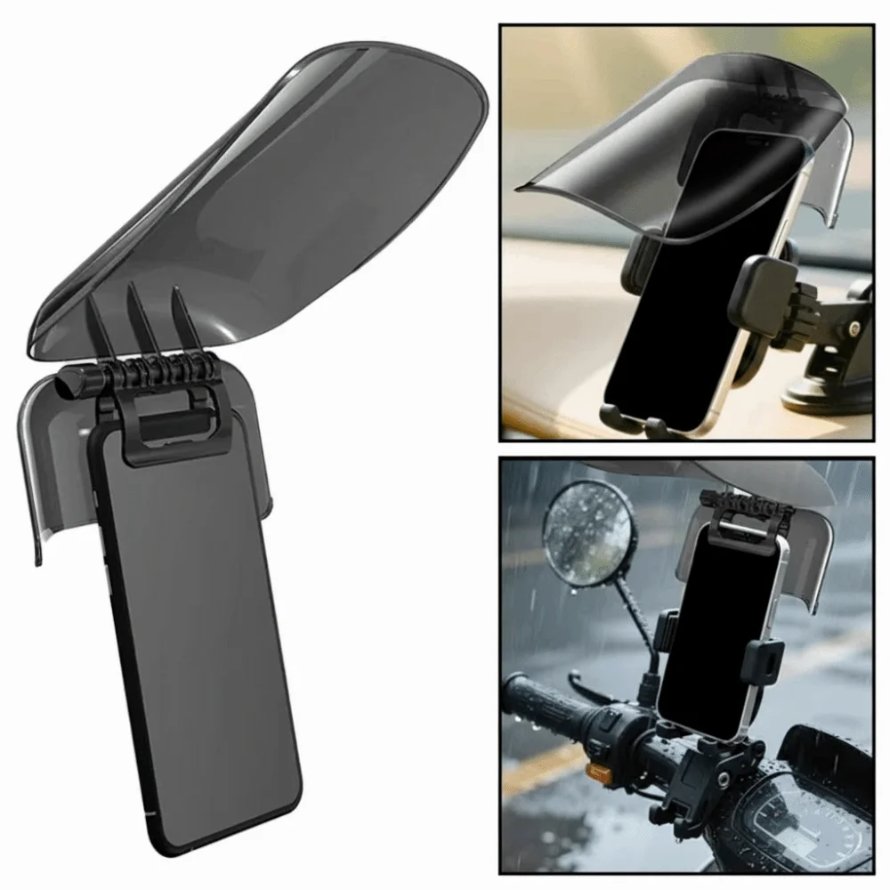 Adjustable Angle Sun Hat Style Phone Mount Sun Shade Rainproof Clip on Mobile Phone Sunshade Easy Install Waterproof Visor