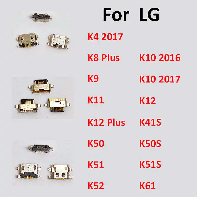 10Pcs USB Charging Port Connector Charge Jack Socket Plug Dock For LG K4 K8 K9 K10 K11 K12 K41S K50 K50S K51 K52 K61 Plus