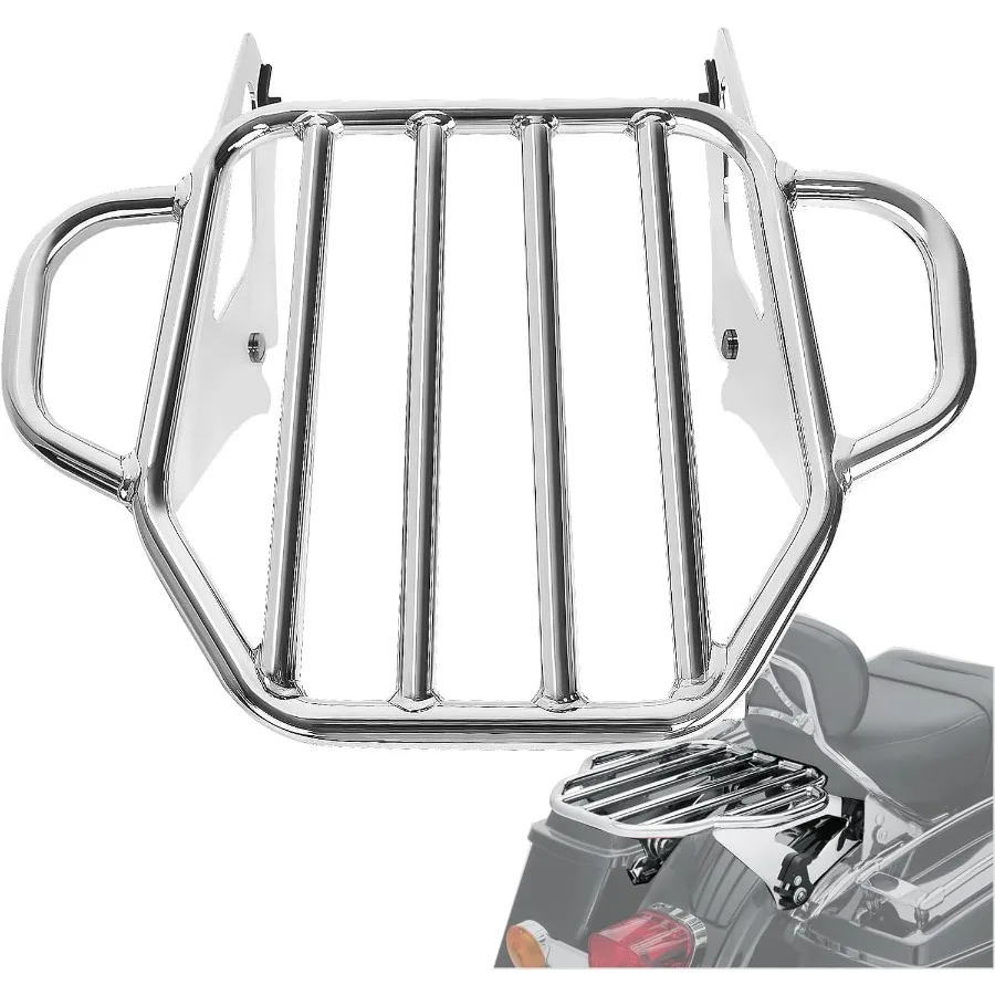 

Chrome Detachable Luggage Rack 2-Up Mounting Rack Fit for Harley Touring Road King Street Electra Glide 2009-2025 2021 2020 2019