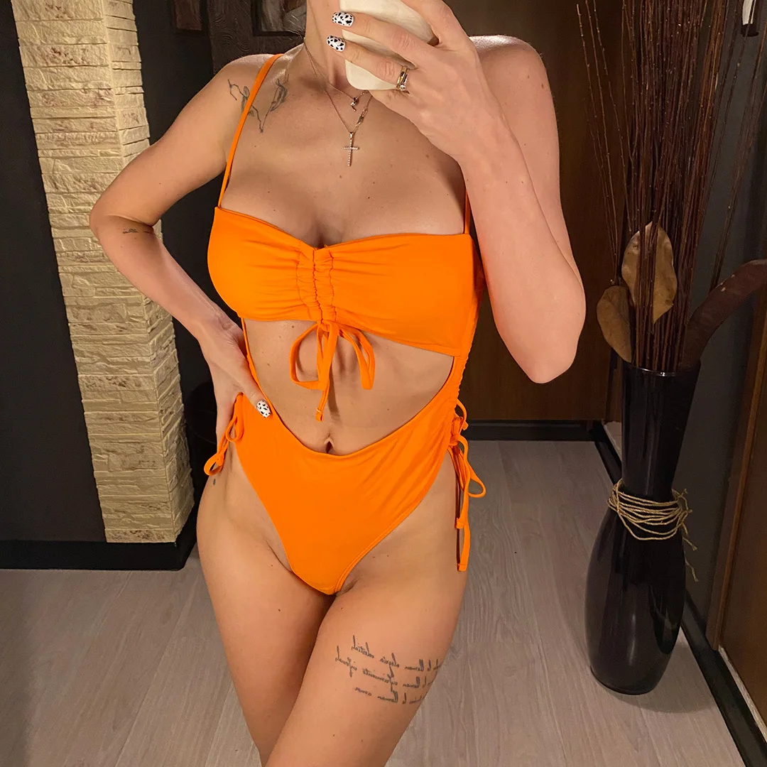 Sexy, mit Schnürung versehener, bauchfreier Monokini-Badeanzug, einteiliger Badeanzug für Damen, Badebekleidung, Damen-Badeanzug mit Leopardenmuster, String-Badehose, Badebekleidung, V1290. – Detail 26