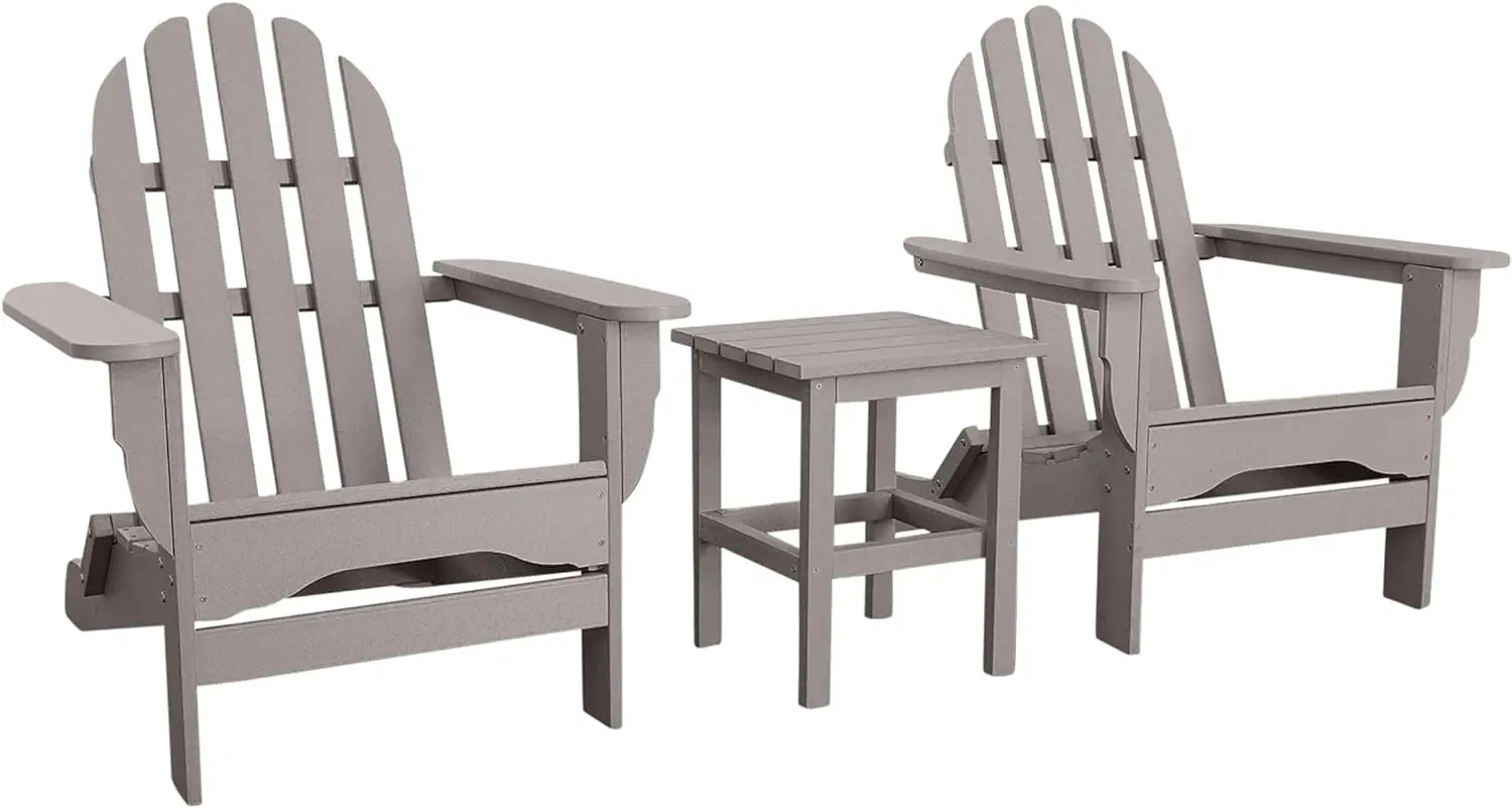 Adirondack Chair Set Made with All-Weather Tangentwood, 2 Chairs,1 Side Table,Oversized,High End Patio Furniture