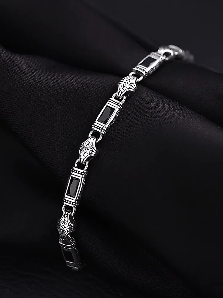New Tang Grass Pattern Silver Color Bracelet for Men and Women Fashion Türkiye Style Luxury Handwear New Jewelry