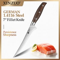 XINZUO 7 Inch Fillet Knife Din 1.4116 Steel Red Sandalwood Handle Auti-rust And Corrosion Fish Knife Sashimi Knife Ultra-sharp