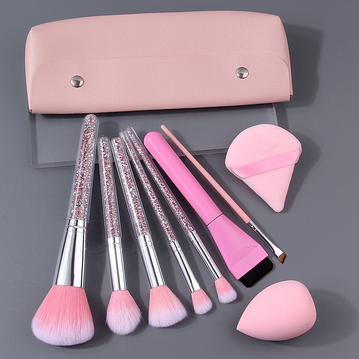 10/12/15/17pcs Professional Rhinestone Handle Makeup Brushes Set with Storage Bag Beauty Sponge Powder Puff for Face Eyes view 5