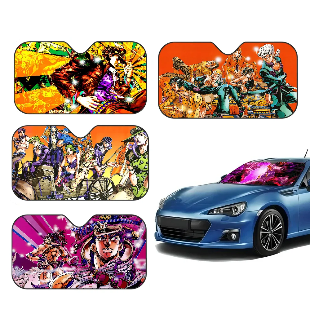 J-JoJo's Bizarre Adventure Car Windshield Foldable Sun Shade Cover Block Reflector Portable Breathable Anti UV Protector Screen