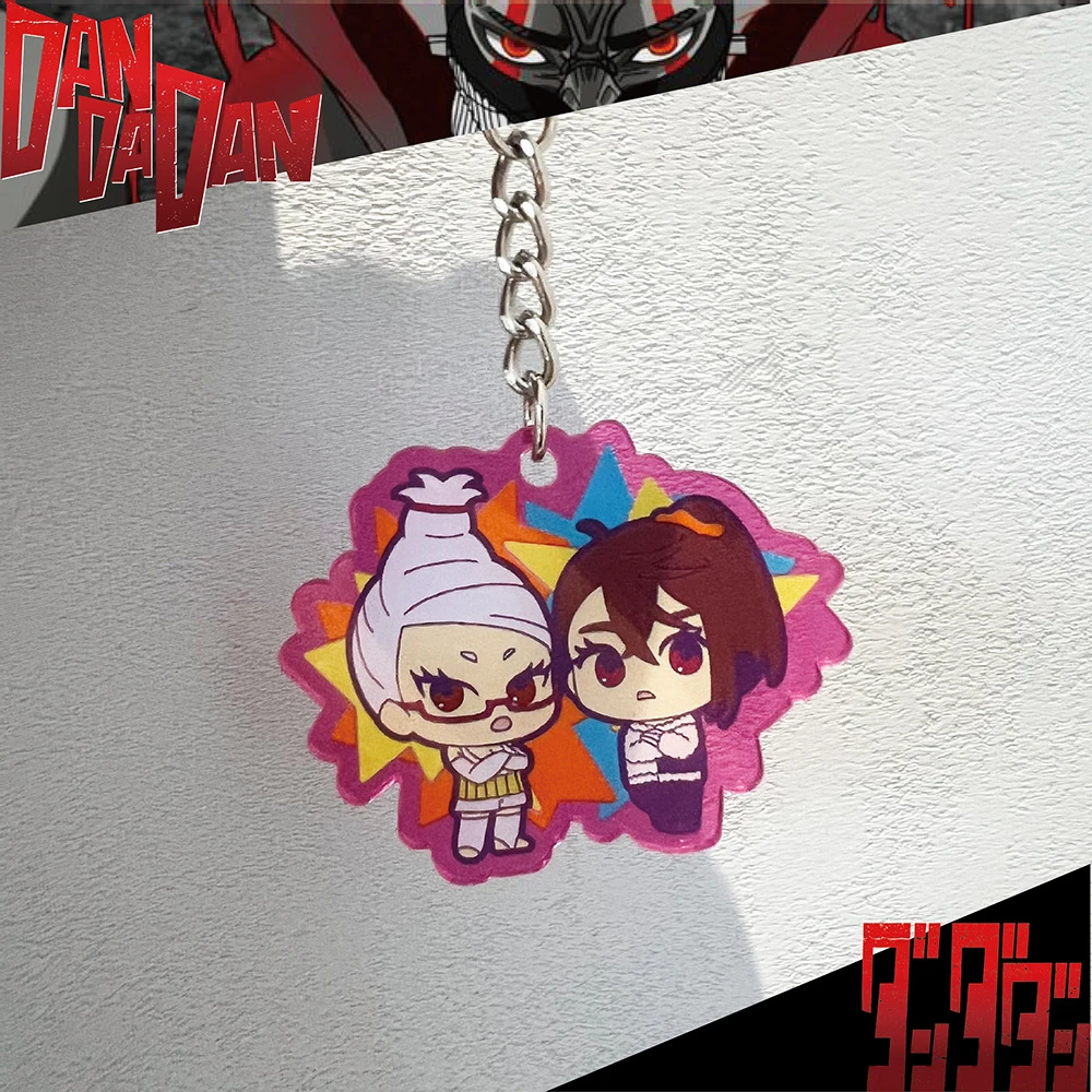 Anime Dandadan Acrylic Keychain Momo Ayase Jiji Cosplay Keyring Jewelry Accessories Cartoon Figure Backpack Bag Pendant for Fans