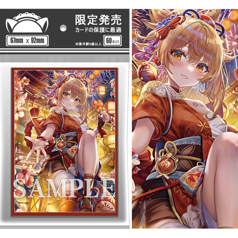 

60pcs/set Genshin Impact Yoimiya Card Sleeve PTCG Anime Game Collection Card Protective Cover Gift Toy 67*92mm