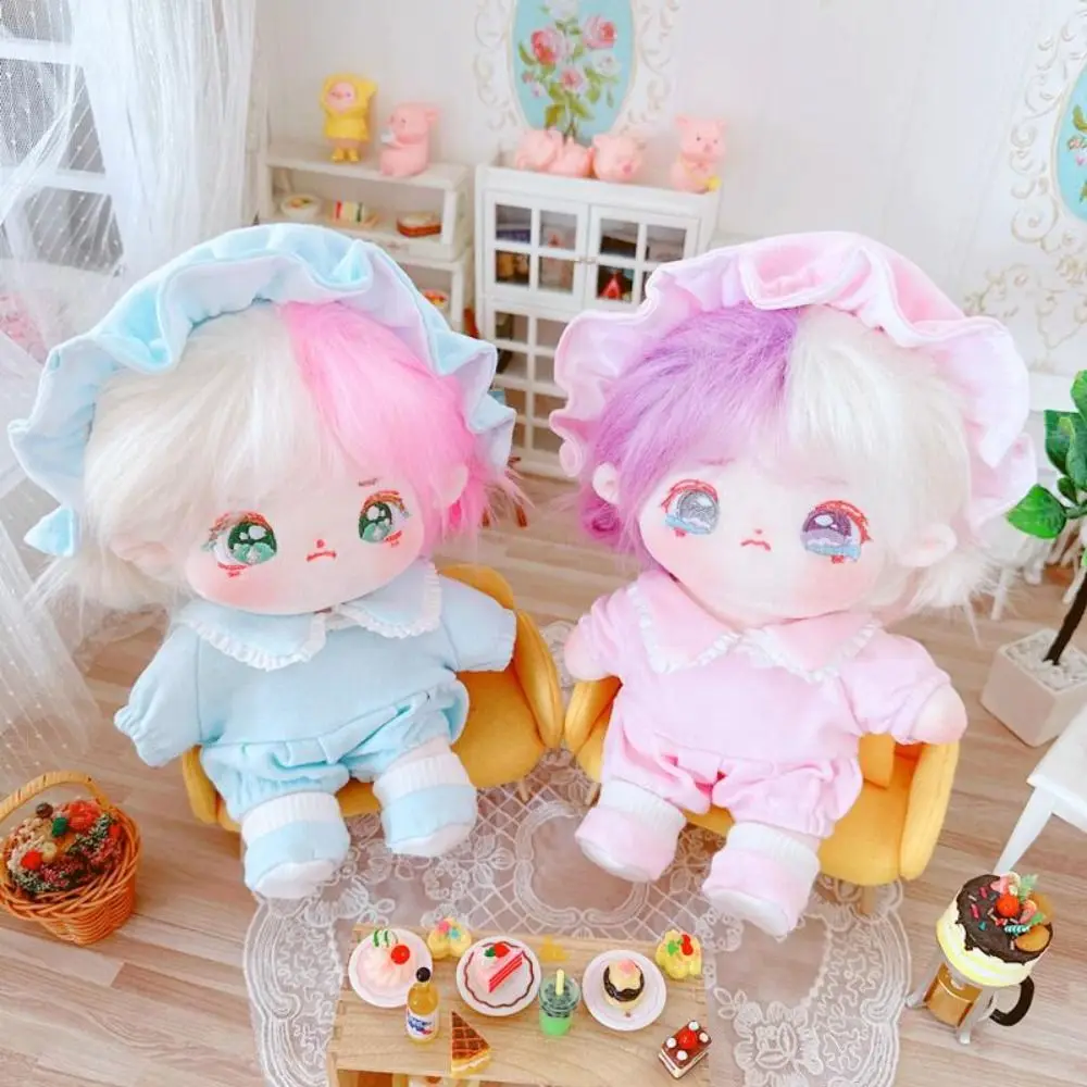 

New Cute Doll Clothes with Hat Pure Color Mini Clothes Suits Mini Dolls Toys Accessories 20cm Cotton Doll