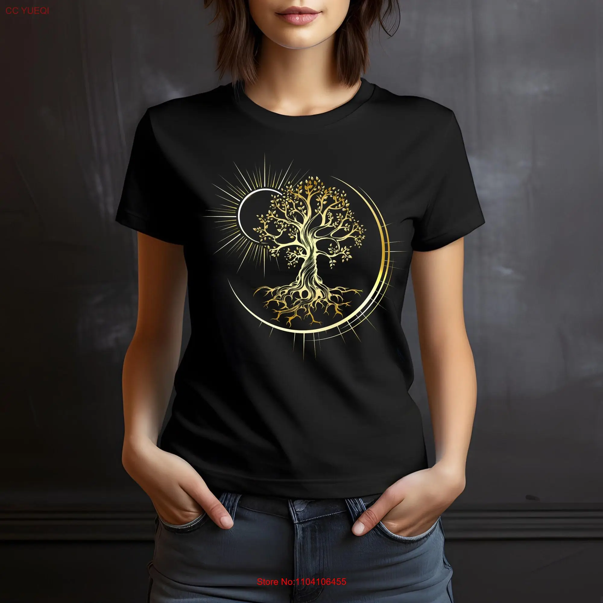 Golden Tree of Life T Shirt  The Sacred Yoga Meditation for Yogi long or short sleeves