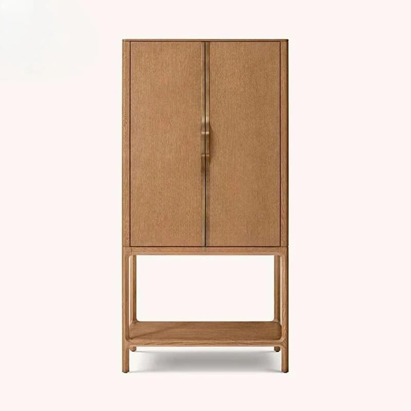 

French light luxury high-end sense, simple and modern solid wood home living room wall high-end display cabinet