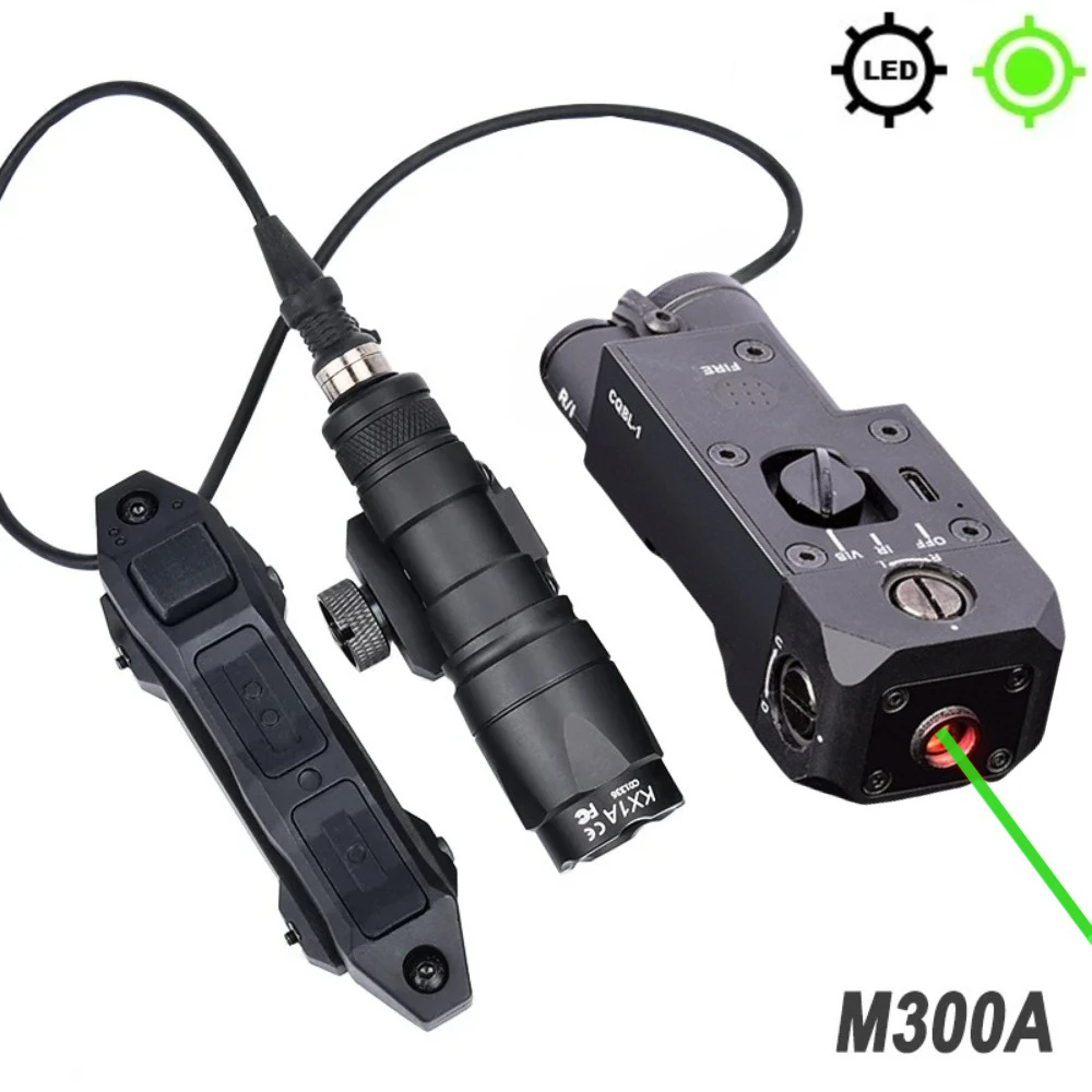 Tactics CQBL-1 Red Green Indicator Gun Light M300A M600C Hunting LED Flashlight Scout Light Control Switch Fit 20mm Rail