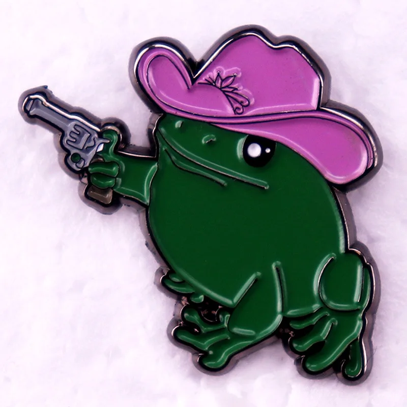 A2982 Cowboy Hat Frog Enamel Pins Custom Funny Froggy Brooches Bag Clothes Lapel Badges Cute Animal Jewelry Gift for Kids Friend