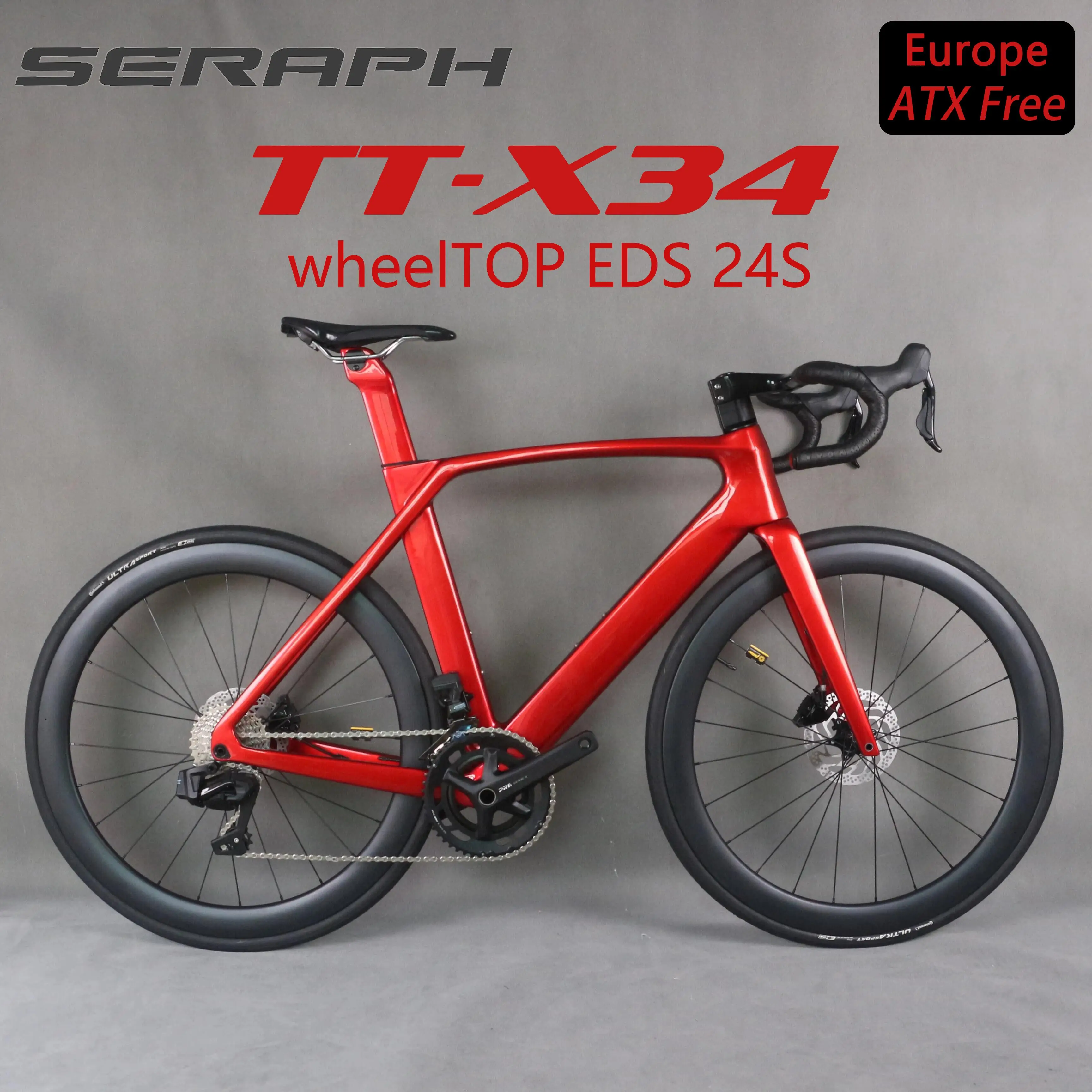 SERAPH Complete bike Cycling disc brake bike carbon frame Bicycle 700C WheelTop EDS Groupset Electronic Shifting TT-X34