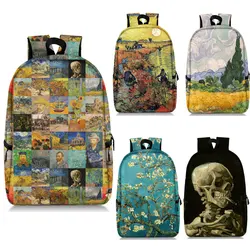 Van Gogh Ölgemälde Druck Rucksack Frauen Männer Rucksack Leinwand Umhängetasche für Reise Schult aschen für Teenager Laptop Rucksäcke