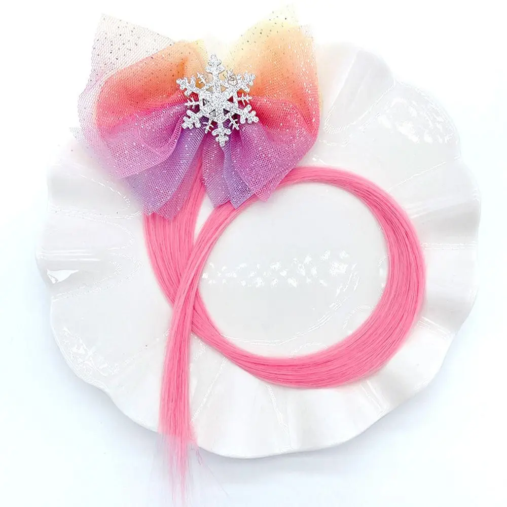 Trendy Snowflake Fake Braid Headdress Cute Gauze Hair Accessory Korean Style Children Hairpin Bangs Clip Girl Wig Hair Clip