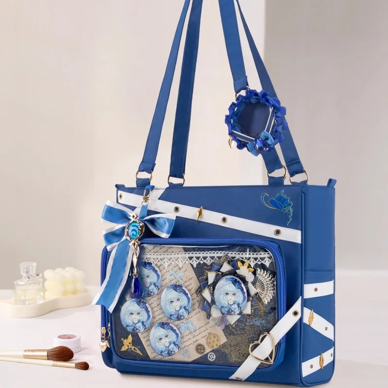 

2025 в наличии GS Impact Аниме-игра Cos Furina De Fontaine Hydro Archon Простая синяя большая вместительная сумка через плечо Gif