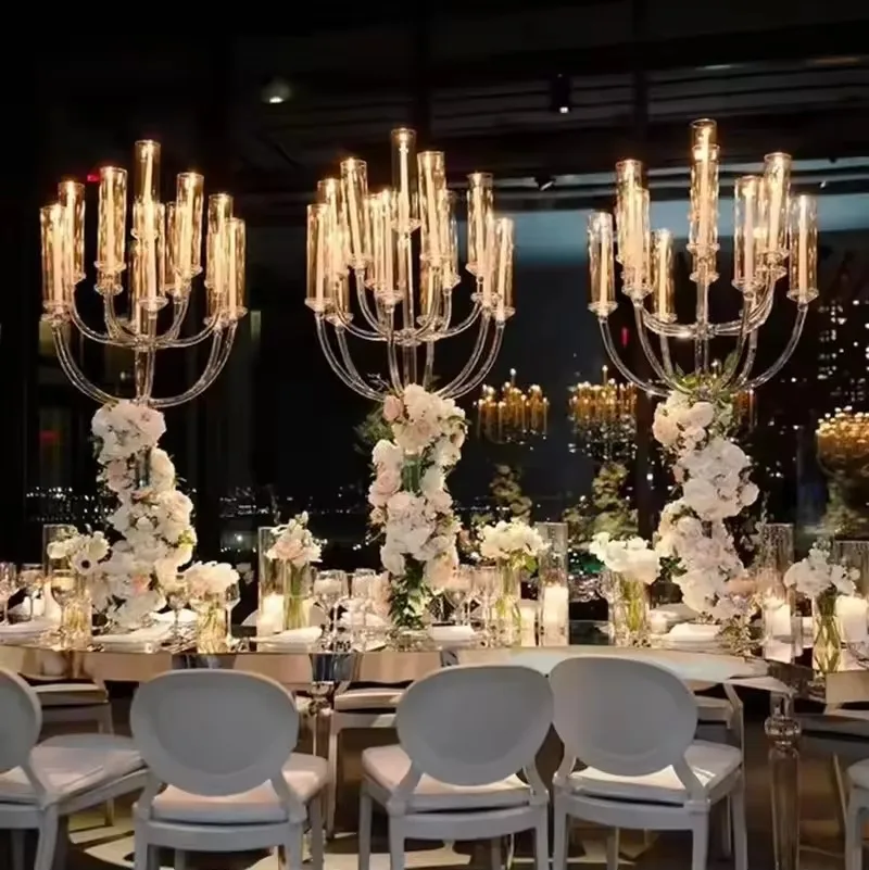 2-10pcs Acrylic Candle Holder Clear Crystal Style Luxury Wedding Centerpiece Outdoor Ornament Candle Stand for Special Occasions