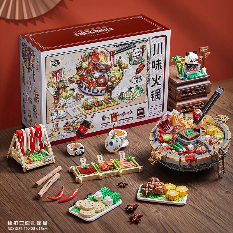 Creative Loz Mini Chinese Style Hot Pot Model Building Block Idea Friends Amusement Party Decor Bricks Holiday Toys Kids Gifts