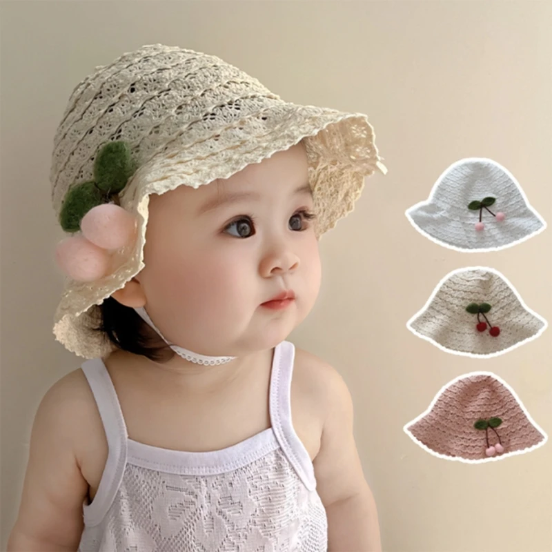 Bucket Caps Girls Cherry Decors Bonnet Newborns Baby Basin Hat Fisherman Hat