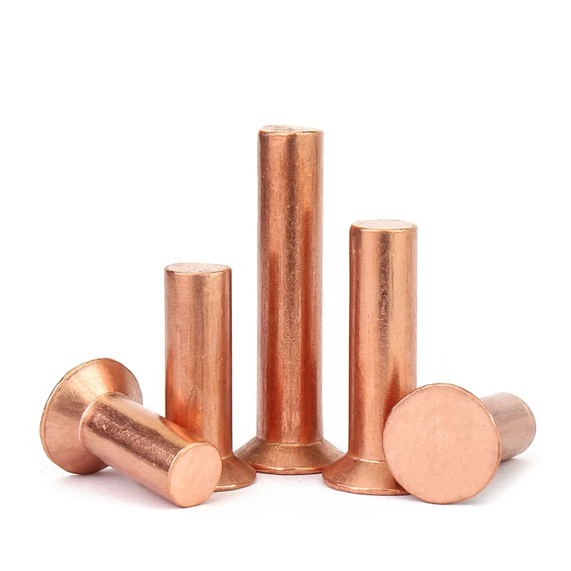 2-100pcs M2 M2.5 M3 M4 M5 M6 M8 GB869 Copper Countersunk Head Rivets Solid Rivet Length=3-50mm