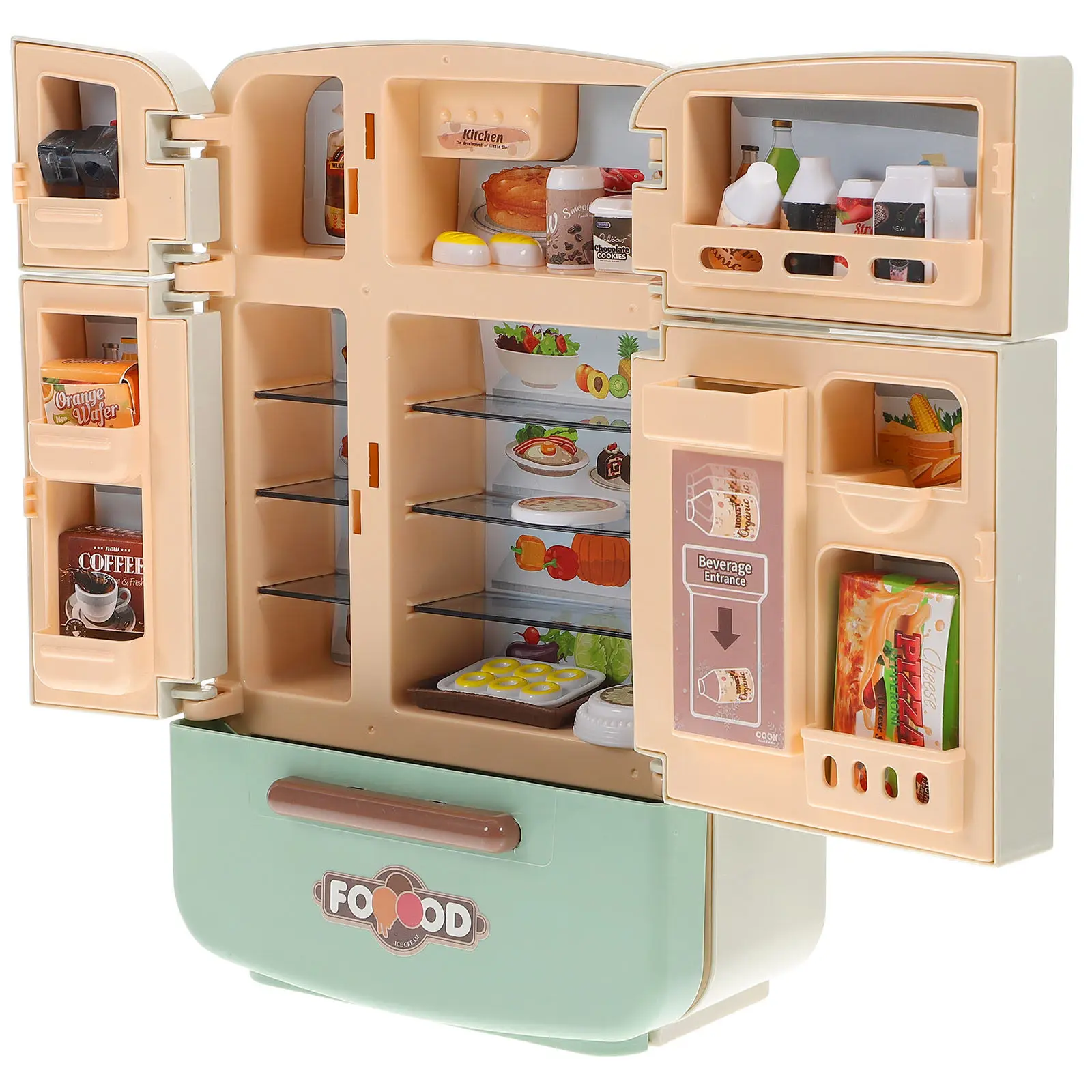 

1Set Mini Fridge Playset Mini Food Accessories Rich Combination for Miniature House Kitchen Pretend Fridge Accessories