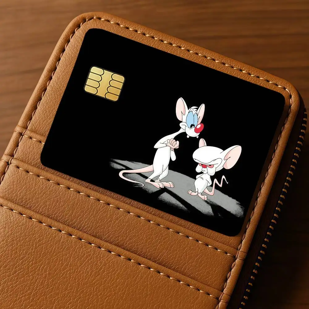 Cartoon P-Pinky And B-Brain Credit Skin Cover Card Stickers 4PCS Film Bus Pass Front Decoration Bank Debit Waterproof