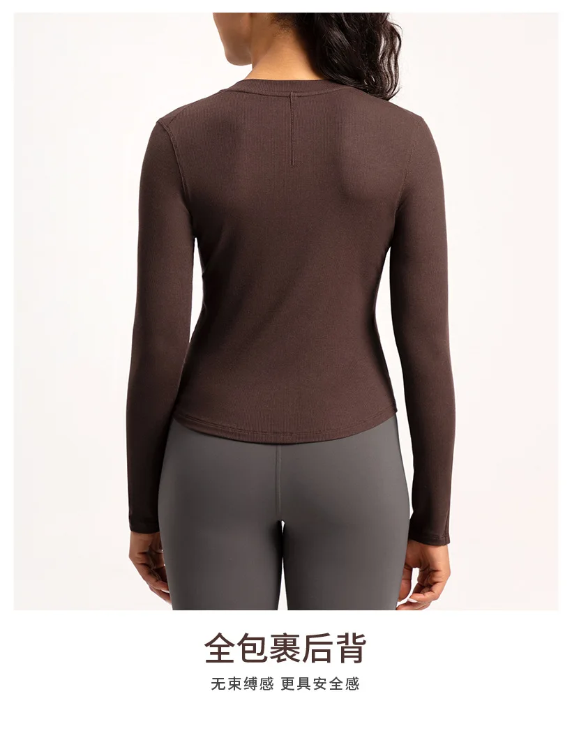 Unterhemd für Damen im Herbst und Winter, langärmeliges T-Shirt mit V-Ausschnitt, schmal geschnittenes, tief ausgeschnittenes Henry-Shirt mit halb offenem Kragen, Oberteil. – Detail 2