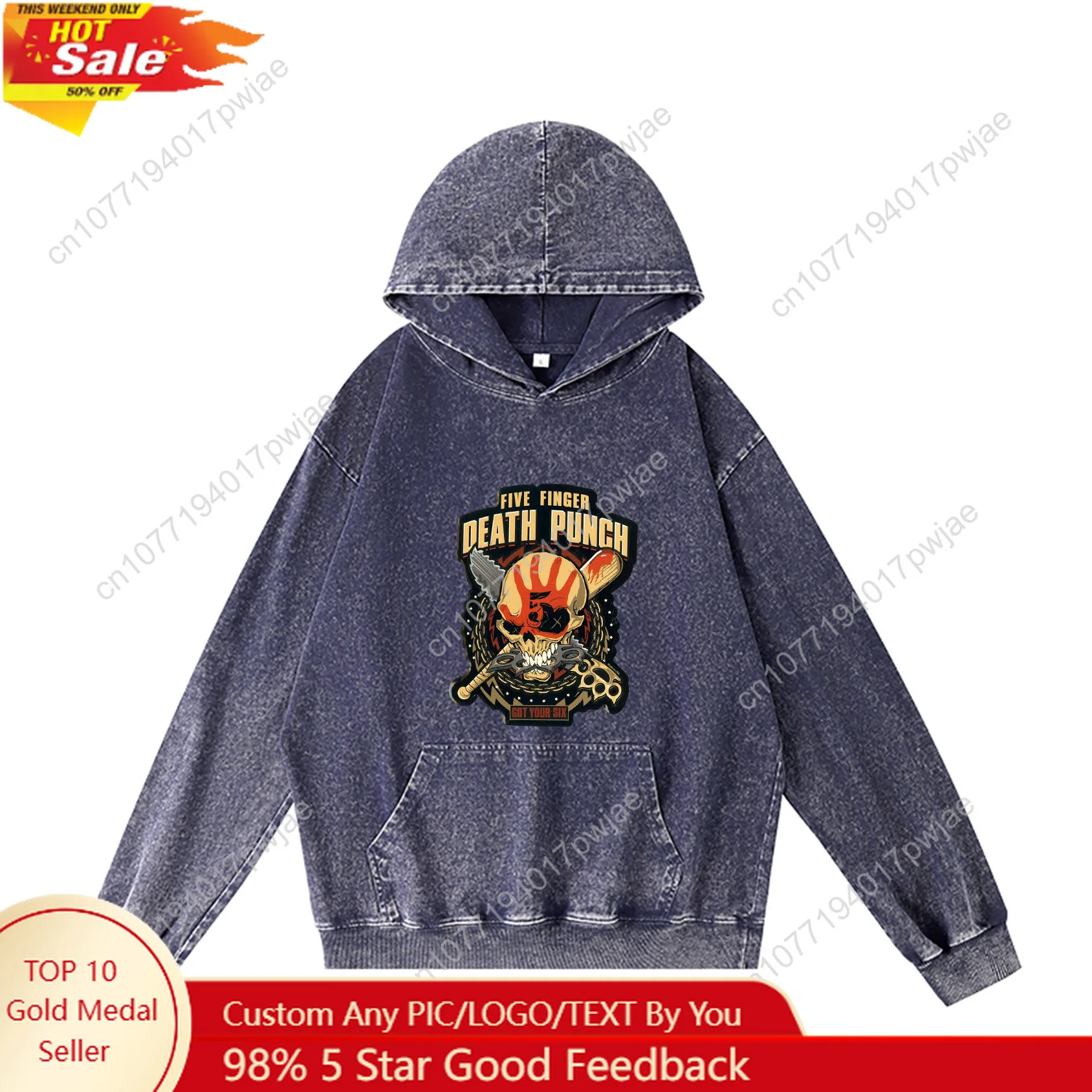 Five Finger Death Punch Band Hoodie Hooded Sweatshirt Men Woman Vintage Pullover Sweatshirt With Pocket Oversized Customized Top