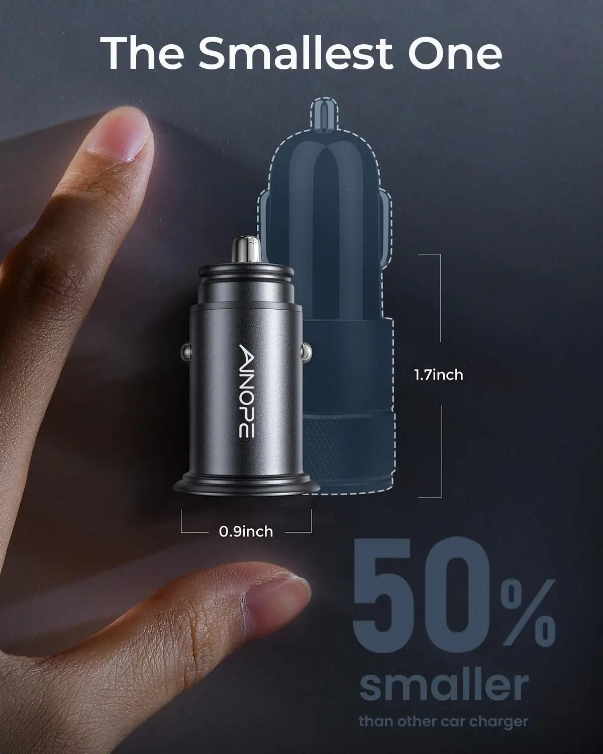 AINOPE Car Charger【Smallest Metal】 4.8A Cigarette Lighter USB Car Phone Charger Dual Port 12V USB Outlet Adapter Flush Fit For I