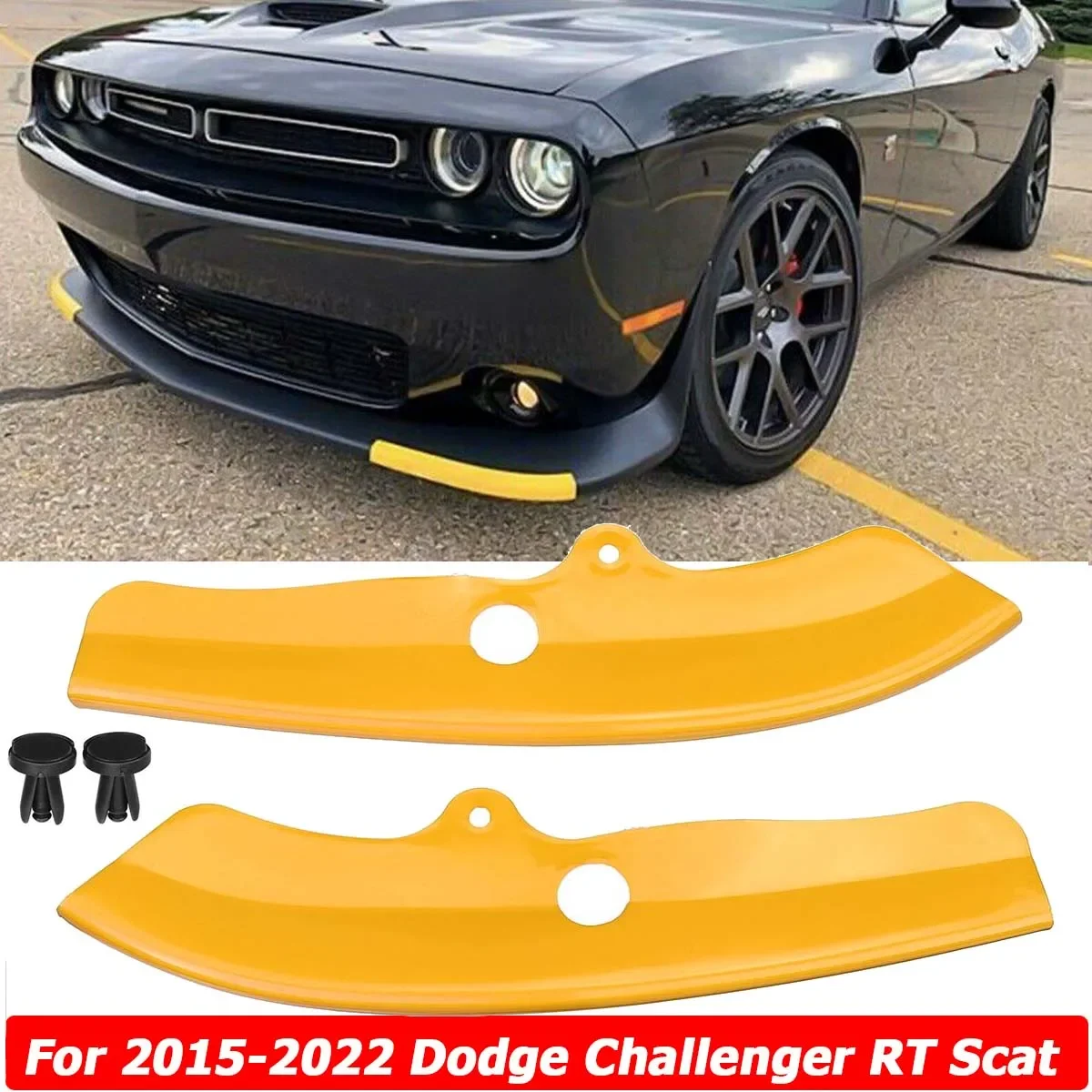 2PCS/SET Front Bumper Lip Splitter Guard Cover Replacement Part For 2015-2022 Dodge Challenger RT Scat Pack Car Accessories