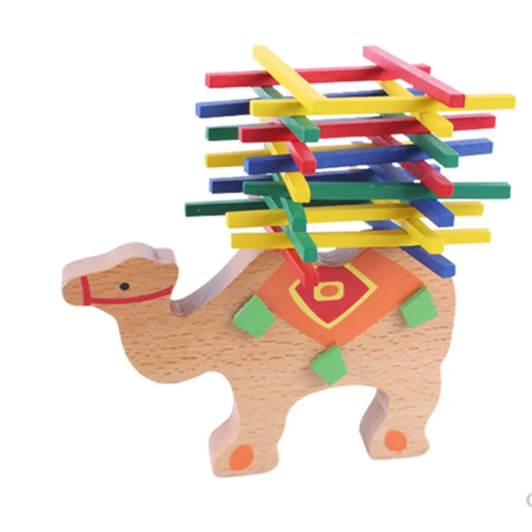 Bonito elefante/camelo feixe de equilíbrio quebra-cabeça brinquedos colorido jogo de empilhamento de madeira interação pai-filho brinquedos engraçados presente para crianças