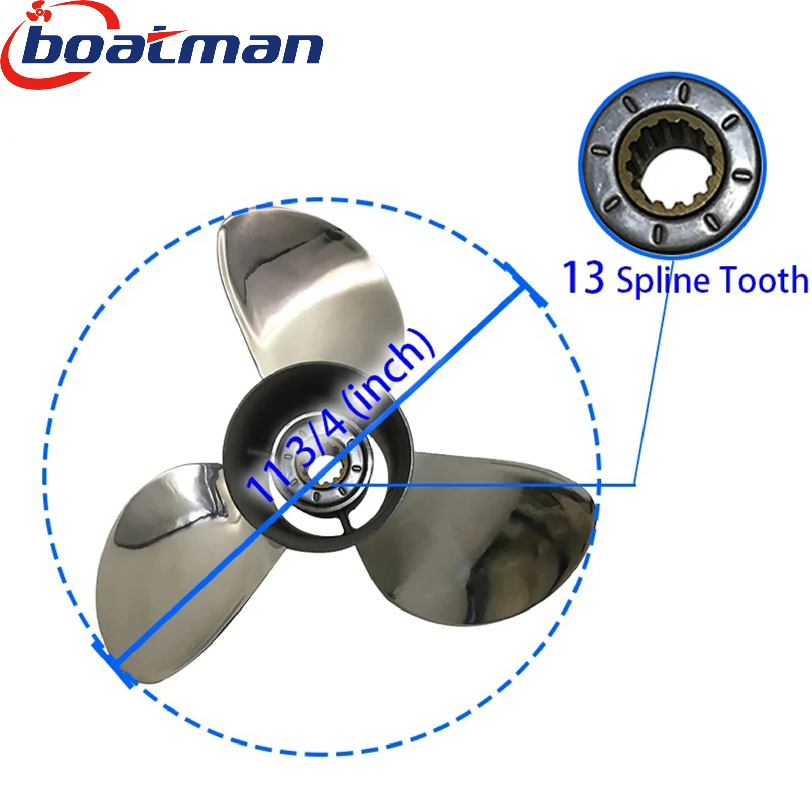 Boat Propeller 11 3/4X11 For Honda BF 35HP 40HP 45HP 50HP 60HP Stainless Steel 13 Tooth Accessories Marine Parts RH