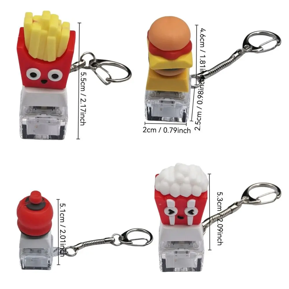 Frieten IJs Hamburger Fidget Sleutelhanger Keycap Relief Stress Vinger Toetsenbord Cap Creatief Pas de tijd