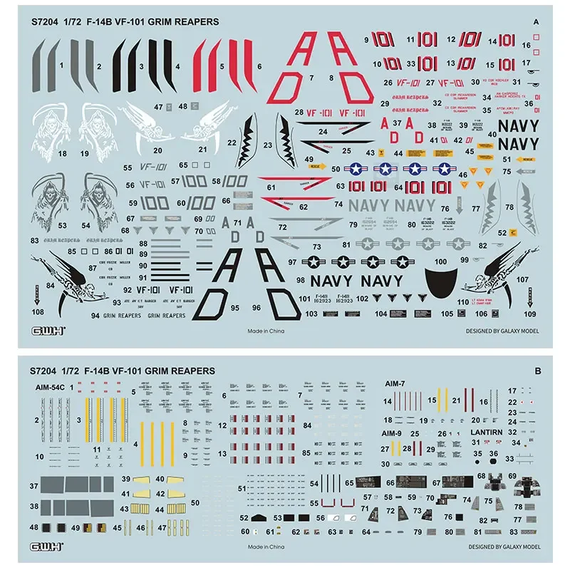 Great Wall S7204 DIY hobby assembly fighter model kit F-14B VF-101 Death Squadron limited edition 1/72 scale