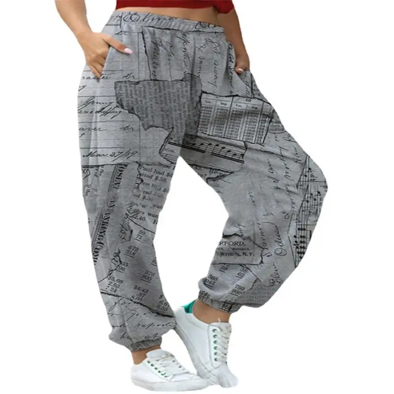 เสื้อสเวตเตอร์พิมพ์ลายกีฬา กางเกงขายาวผู้หญิง ผ้าโพลีเอสเตอร์ 2023 แฟชั่นฤดูใบไม้ผลิ ชุดลำลองสำหรับสุภาพสตรี