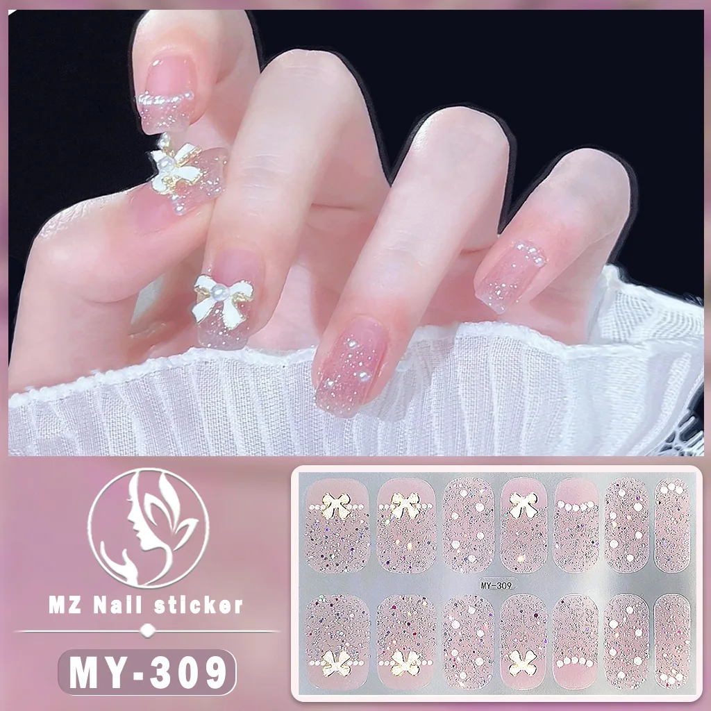 ﻿   สติกเกอร์ติดเล็บลายโบว์ 14Tips แบบติดเองได้ ลายไล่สี สำหรับตกแต่งเล็บ