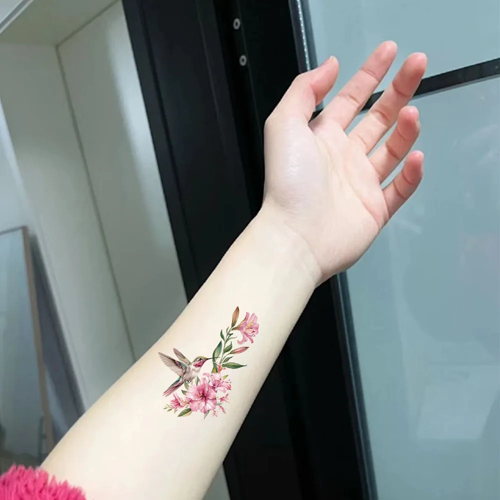Autocollant de Faux Tatouage Personnalisé en Forme de Colibri, Accessoire Rétro de Qualité Supérieure, Résistant à l'Eau et Durable, 10 Pièces