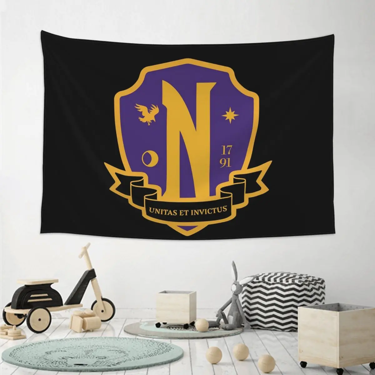 Nevermore Academy Crest (clean) Tapestry Art Wall Hanging Aesthetic Home Decoration Tapestries for Living Room Bedroom Dorm Room