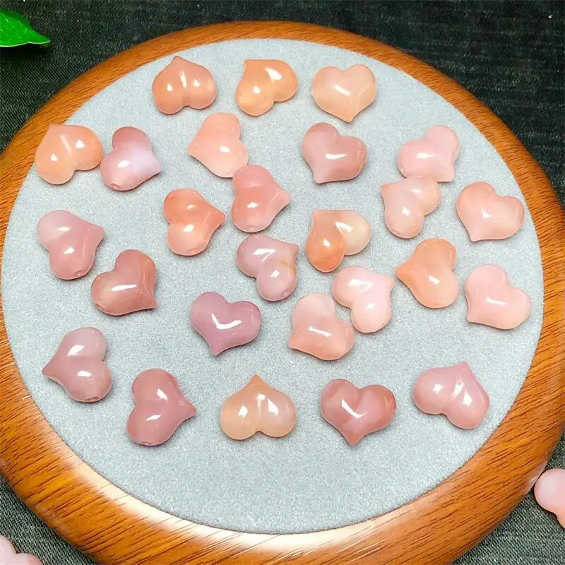 5PCS Natural Yanyuan Agate Heart Pendant Healing Gemstone Reiki DIY Jewelry Accessories Holiday Gift 13mm