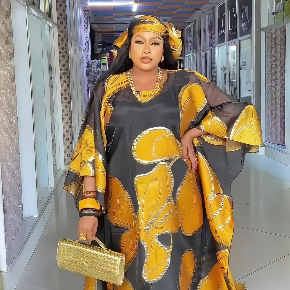 

New design african dresses for woman Two-piece set church clothes for woman Attach the headscarf africa clothing
