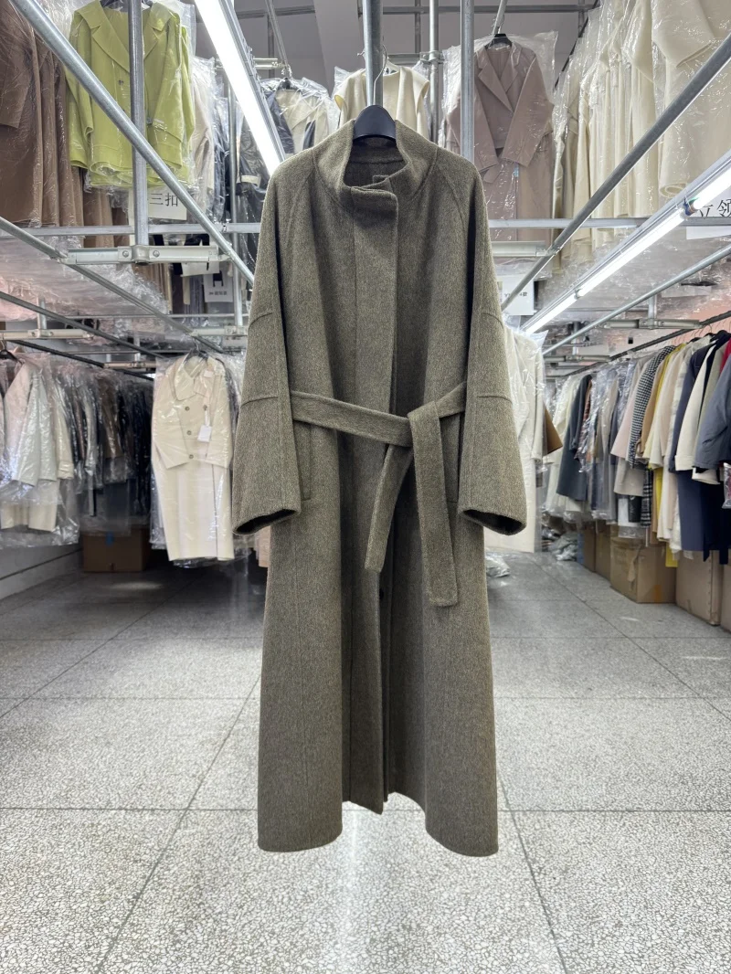 

Шерстяное однотонное женское шерстяное пальто, осень-зима, новое двубортное пальто с воротником-стойкой и пуговицами, шерстяное двустороннее пальто, куртка