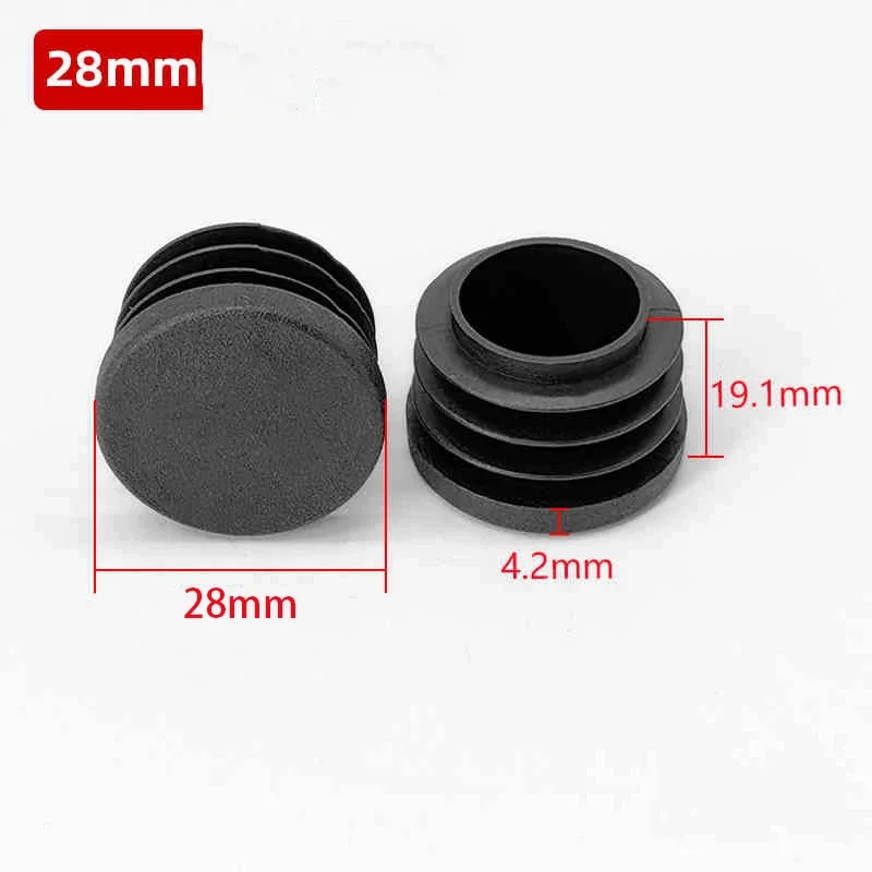 1-20 Buah Plastik PP Bulat Tutup Ujung Tinju Hitam Steker Penyisipan Tabung Kaki Furnitur 42Mm-140Mm Aksesori Furnitur